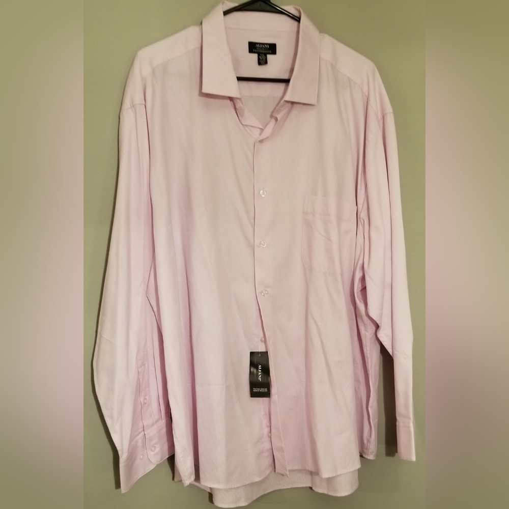 Alfani long sleeve button down dress shirt, pink, 2XL